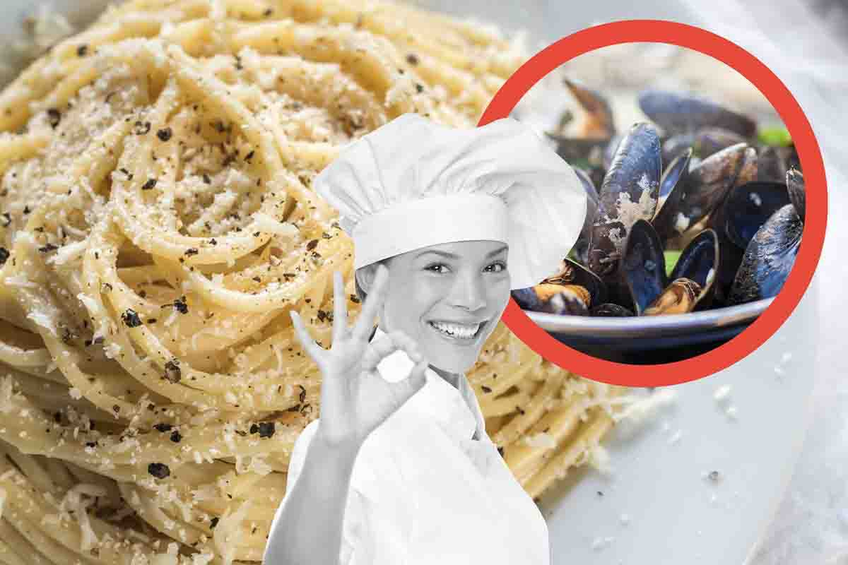 Cacio e pepe con le cozze di Michele Ghedini