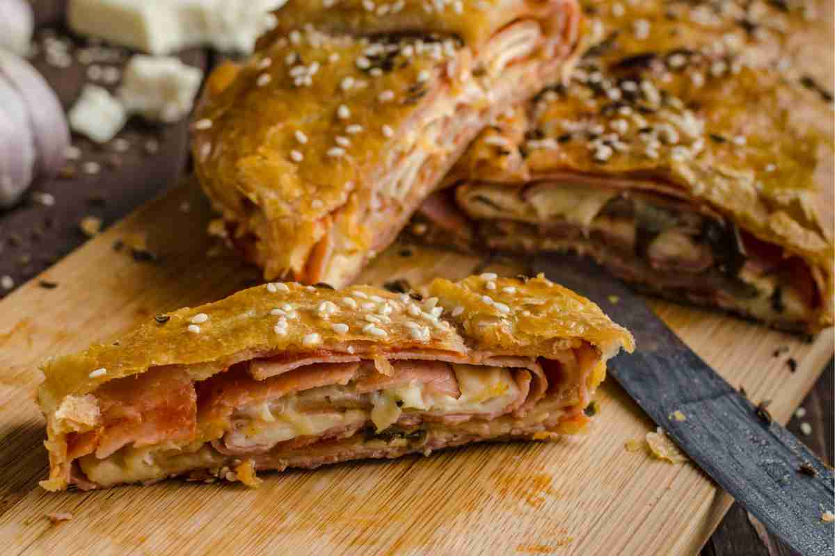 Strudel salato prosciutto e funghi