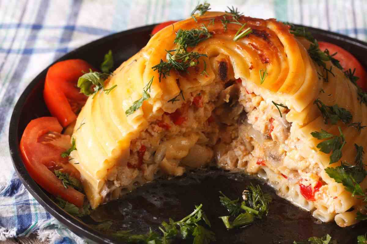 timballo di pasta carne e verdure