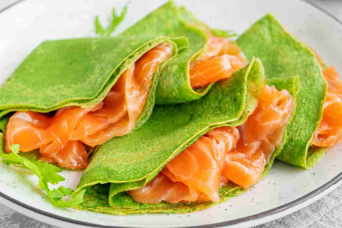 Crespelle di spinaci con salmone affumicato