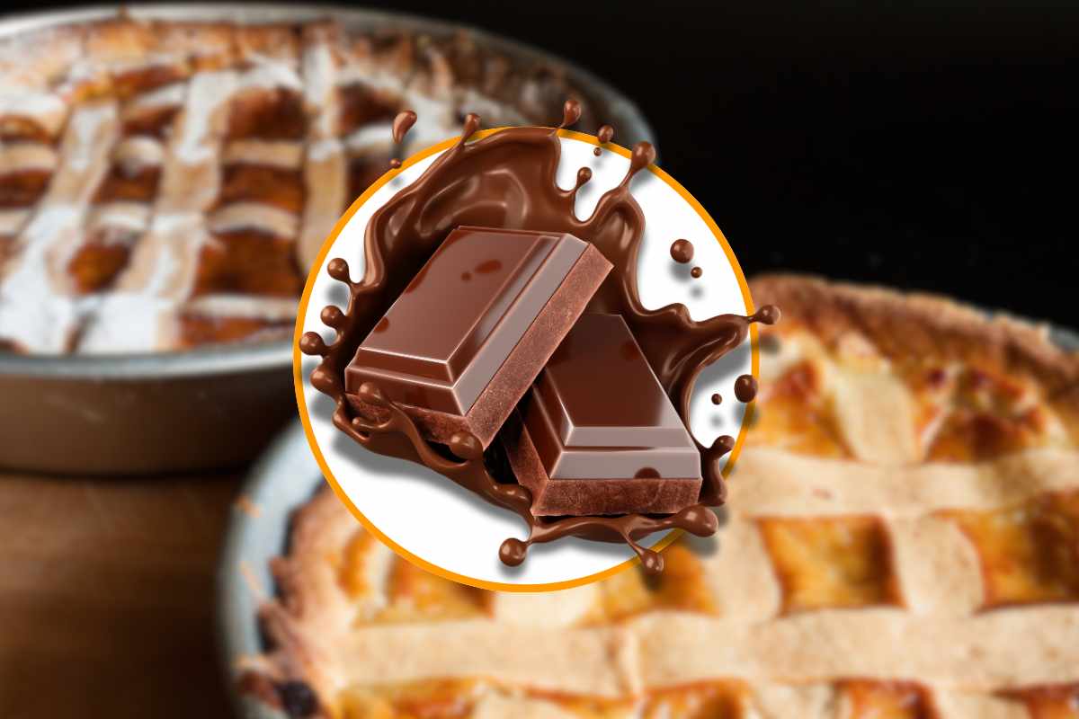 Pastiera e quadrati di cioccolato