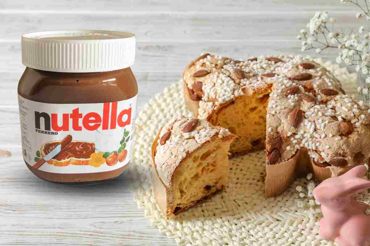 Colomba e vasetto di nutella